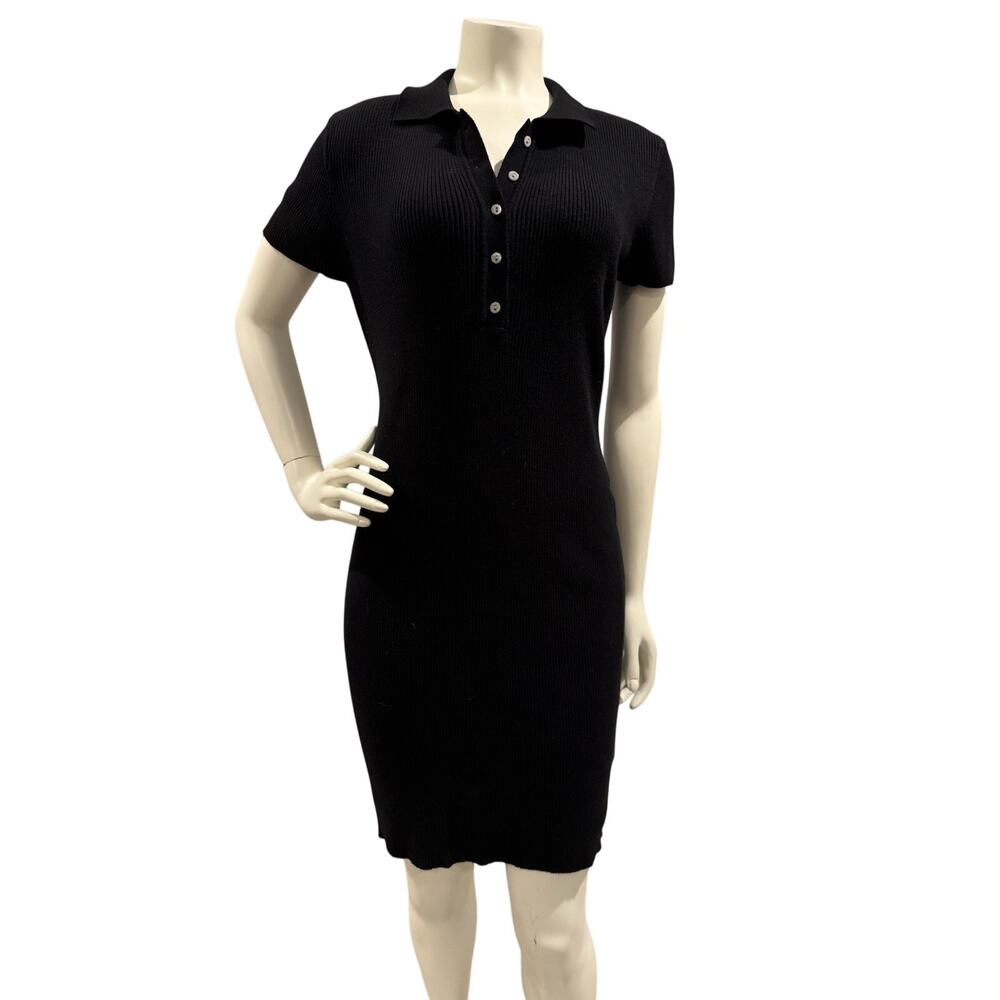 Women’s House Of Harlow 1960 Form Fitting Black Ribbed Sweeter Dress Sz Large